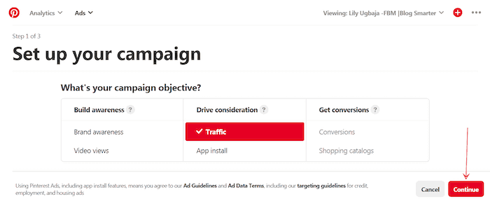 Pinterest keyword targeting step 2