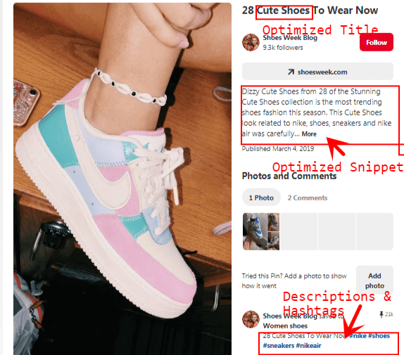 Pinterest pin description example