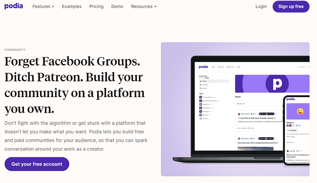 podia homepage