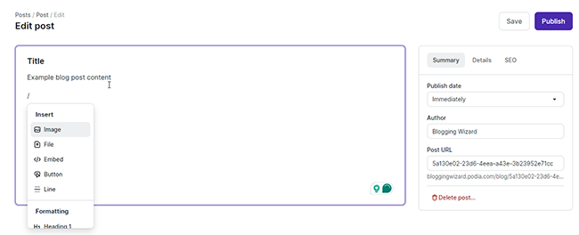 Post editor - command