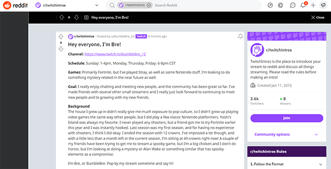promote your twitch on reddit