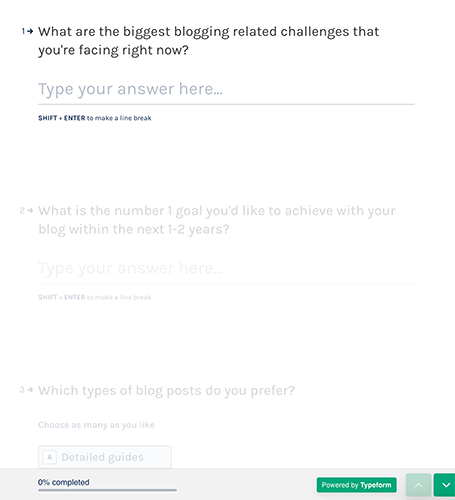 Quick survey using Typeform