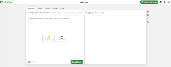 quillbot homepage