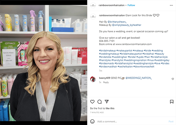 rainbow room hair salon instagram post
