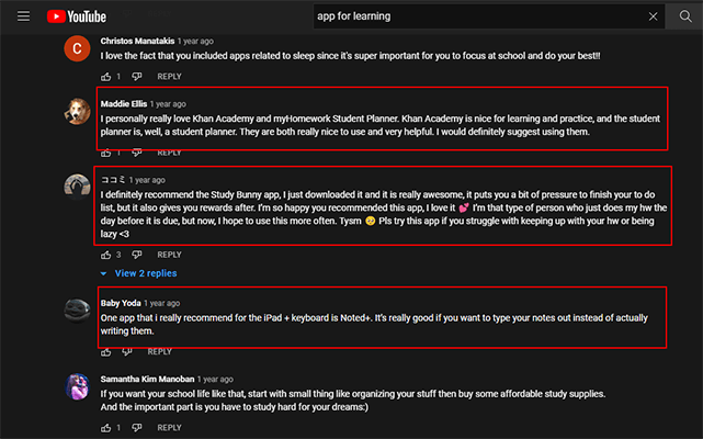 read youtube comments example