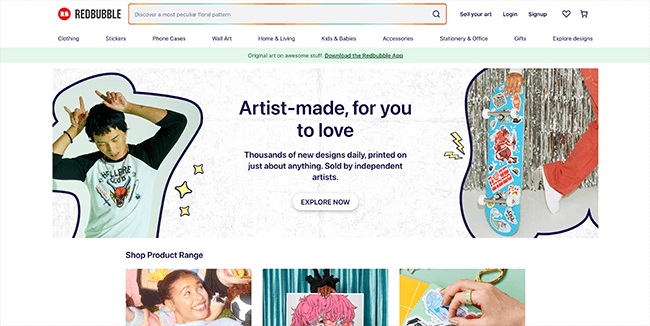 Redbubble Homepage