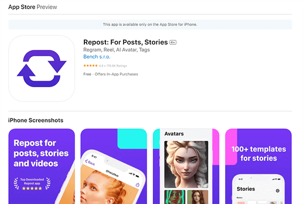 repost for posts stories
