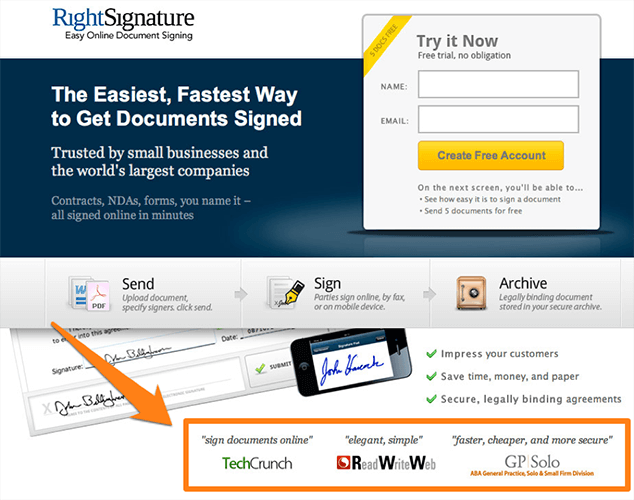 rightsignature try it now