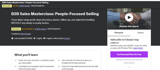 sales course ideas b2b udemy