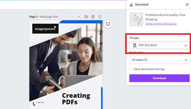 save your pdf document
