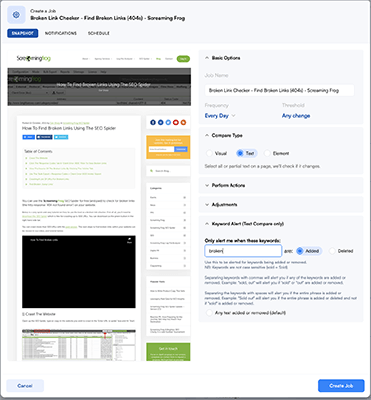 screaming frog broken link checker