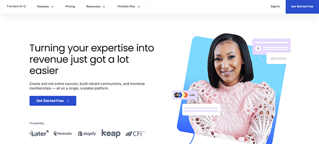 sell online courses thinkific