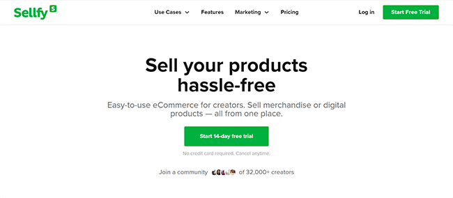 Sellfy Homepage