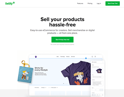 Sellfy Homepage