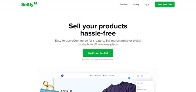 Sellfy Homepage