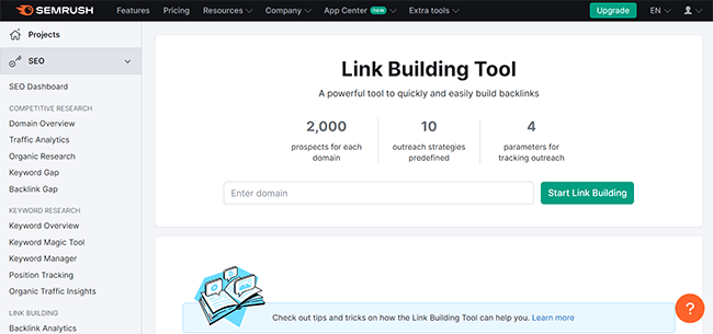 Semrush Link Building Tool