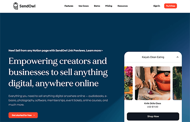 SendOwl Homepage