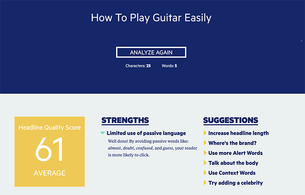 Sharethrough Headline Analyzer Before