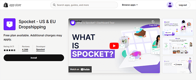 shopify app store spocket
