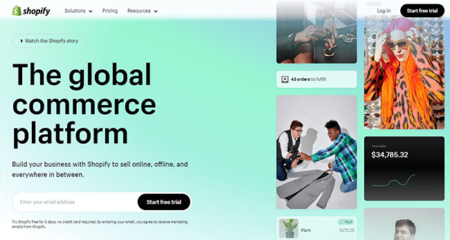 shopify homepage