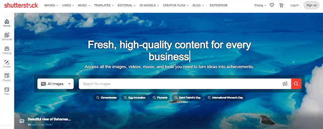 Shutterstock Homepage
