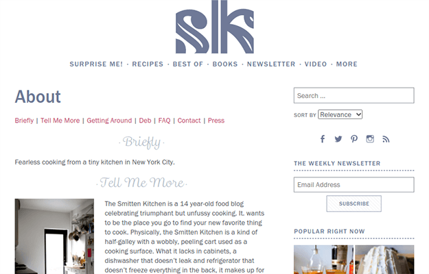 Smitten kitchen about page