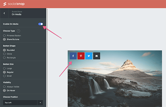 Social Snap customize how buttons appear