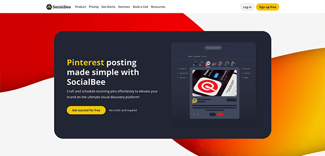 SocialBee Pinterest Homepage