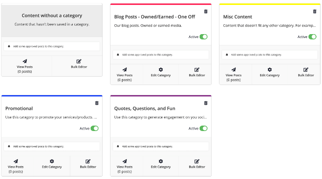 socialbee content group categories