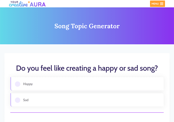 Song topic generator quiz