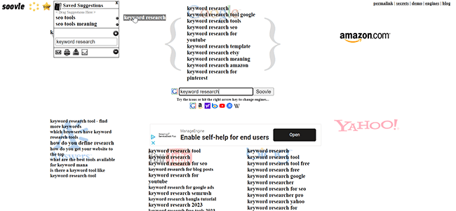Soovle Homepage