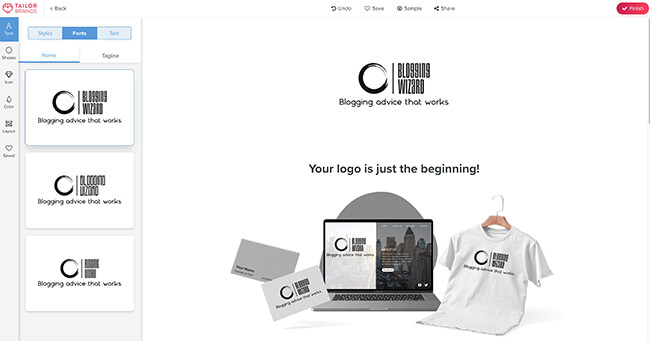 tailor brands logo design example