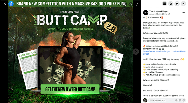 the sculpted vegan butt camp