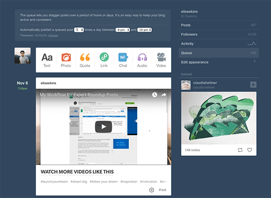 Tumblr in your queue