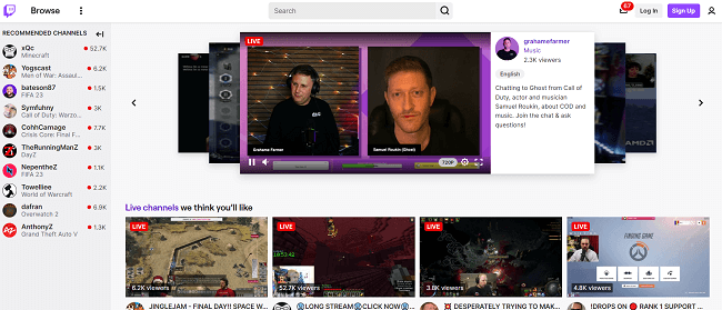 Twitch Homepage