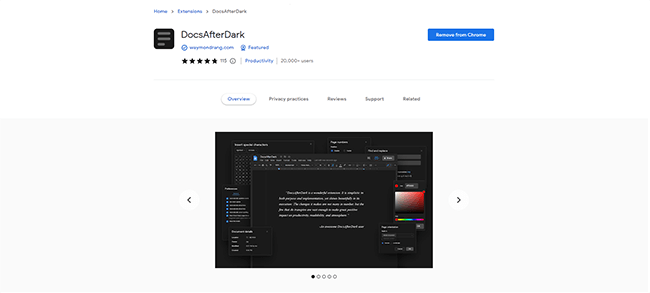 use dark mode docsafterdark