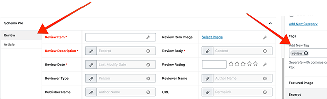 using tags for schema data