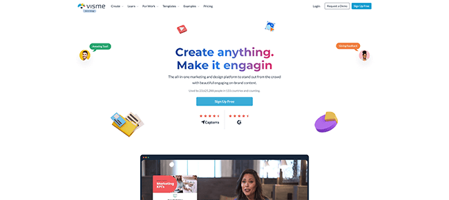 Visme Homepage