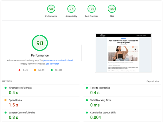 wpx desktop page speed tests