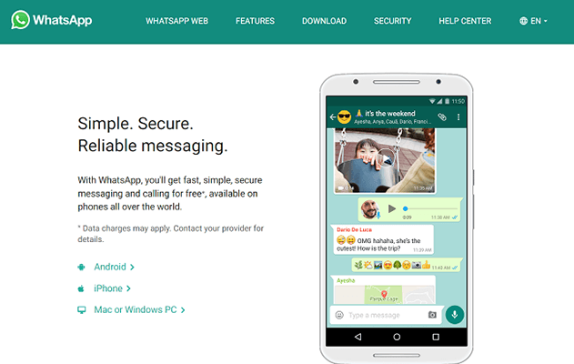 whatsapp homepage