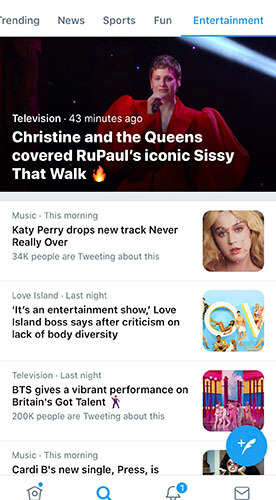Where to find hashtags using various tabs