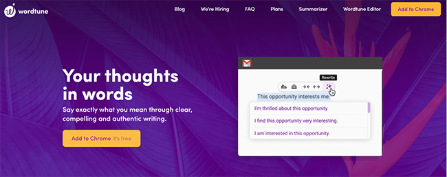 wordtune homepage