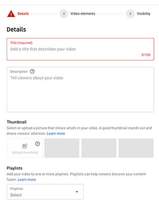YouTube Upload Details