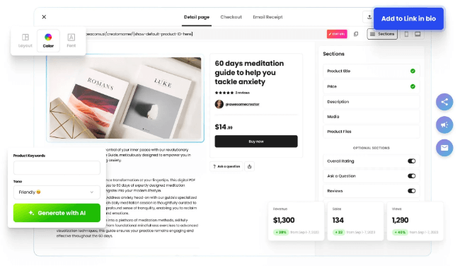 beacons.ai sell digital products