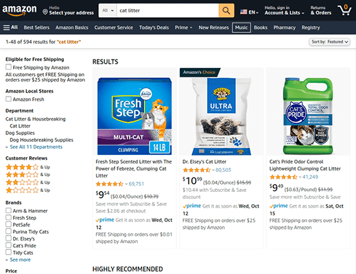 cat litter amazon