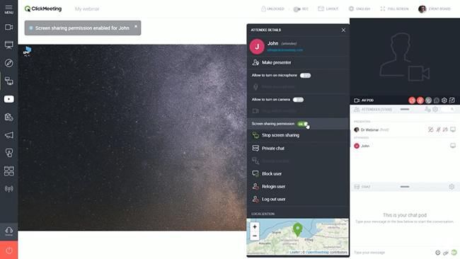 clickmeeting webinar ui