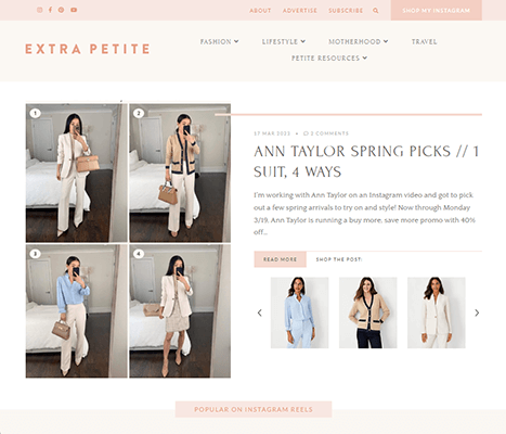 extra petite homepage