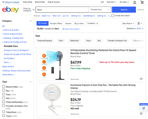 fans ebay