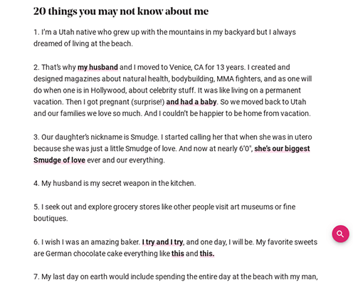 foodiecrush 20 things about me
