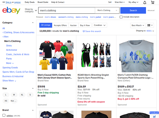 mens clothing ebay